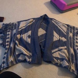 Ralph Lauren Boho Oversized Open Sweater w/ Fringe